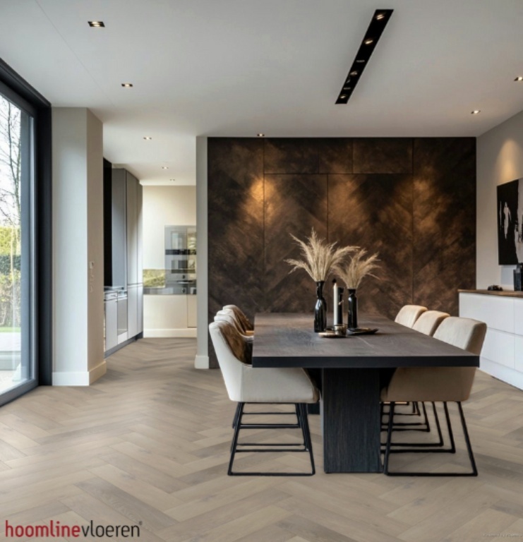 Hoomline The Hamptons Visgraat 924 Lindenhurst visgraat plak pvc in woonkamer sfeerfoto