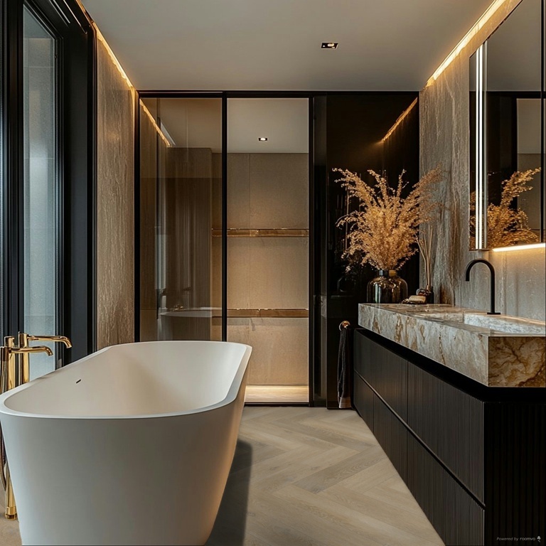 Hoomline The Hamptons Visgraat 926 Melville visgraat plak pvc in woonkamer sfeerfoto