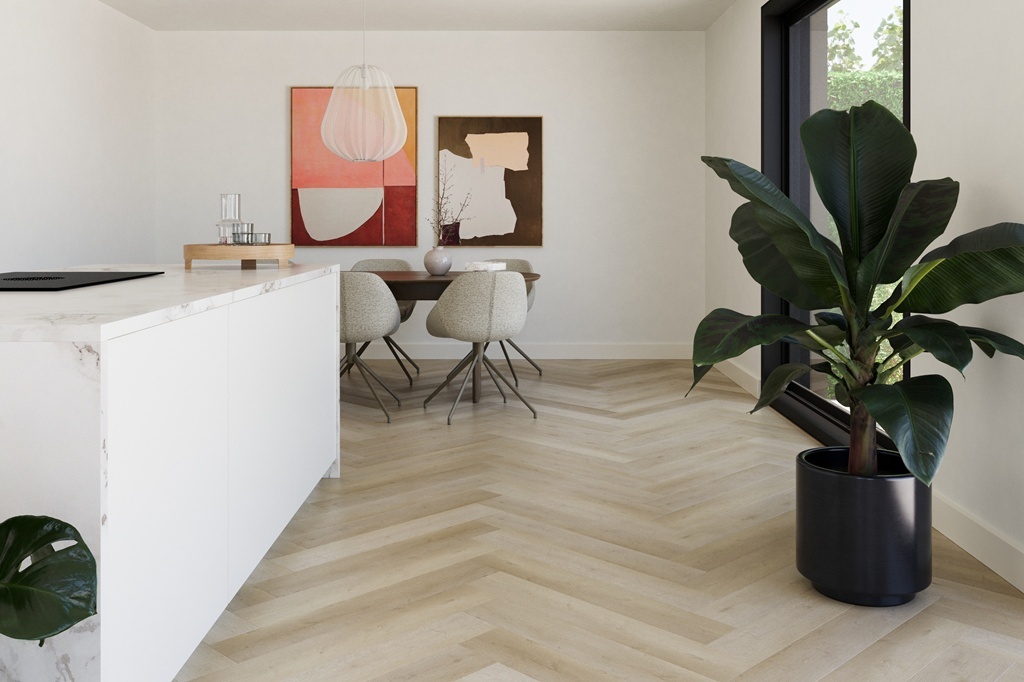 Supreme Herringbone XL Mokka visgraat plak pvc