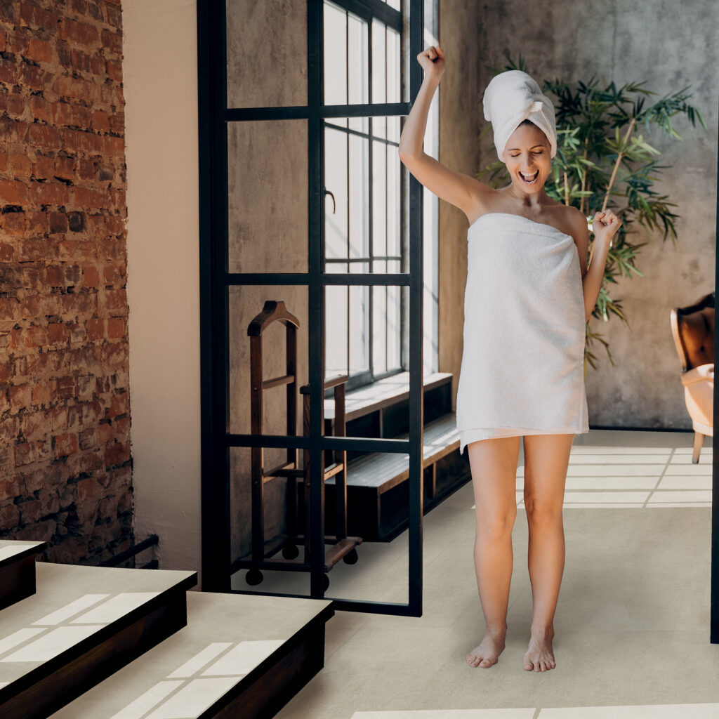 Bodiax Stone BP365 621 Mont Blanc PVC tegel plak pvc in woonkamer sfeerfoto