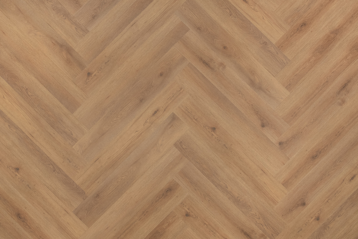Floer Walvisgraat click PVC Narwal Nootbruin FLR-3912 click PVC visgraat close-up van de voelbare decorstructuur