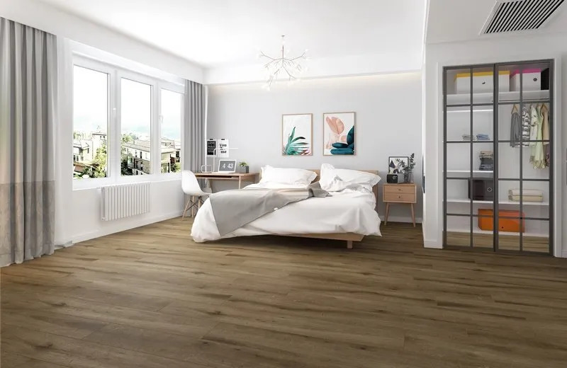 Gelasta Callisto Click 5100 Natural Oak Dark PVC plank click pvc in woonkamer sfeerfoto