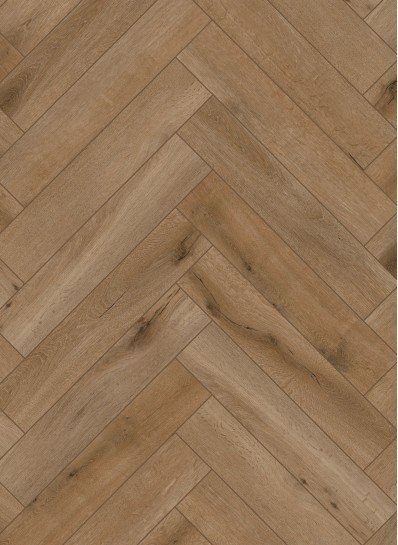 Gelasta Callisto Visgraat 4200 Close-up van houtdessin Natural Oak Dark visgraat plak pvc met natuurlijke tekening