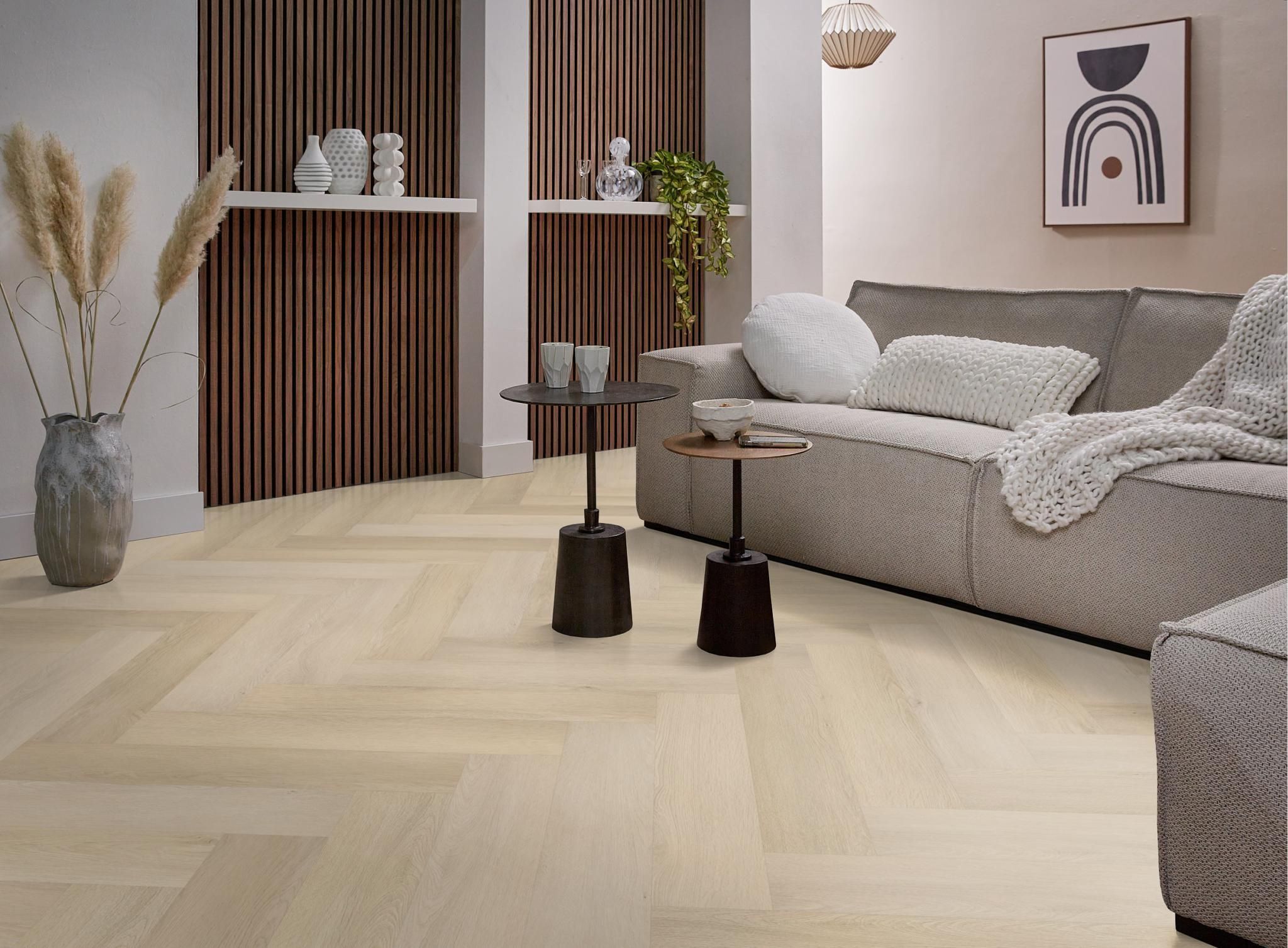 Kleur en structuur van de Natural click pvc vloer met subtiele kleurnuances