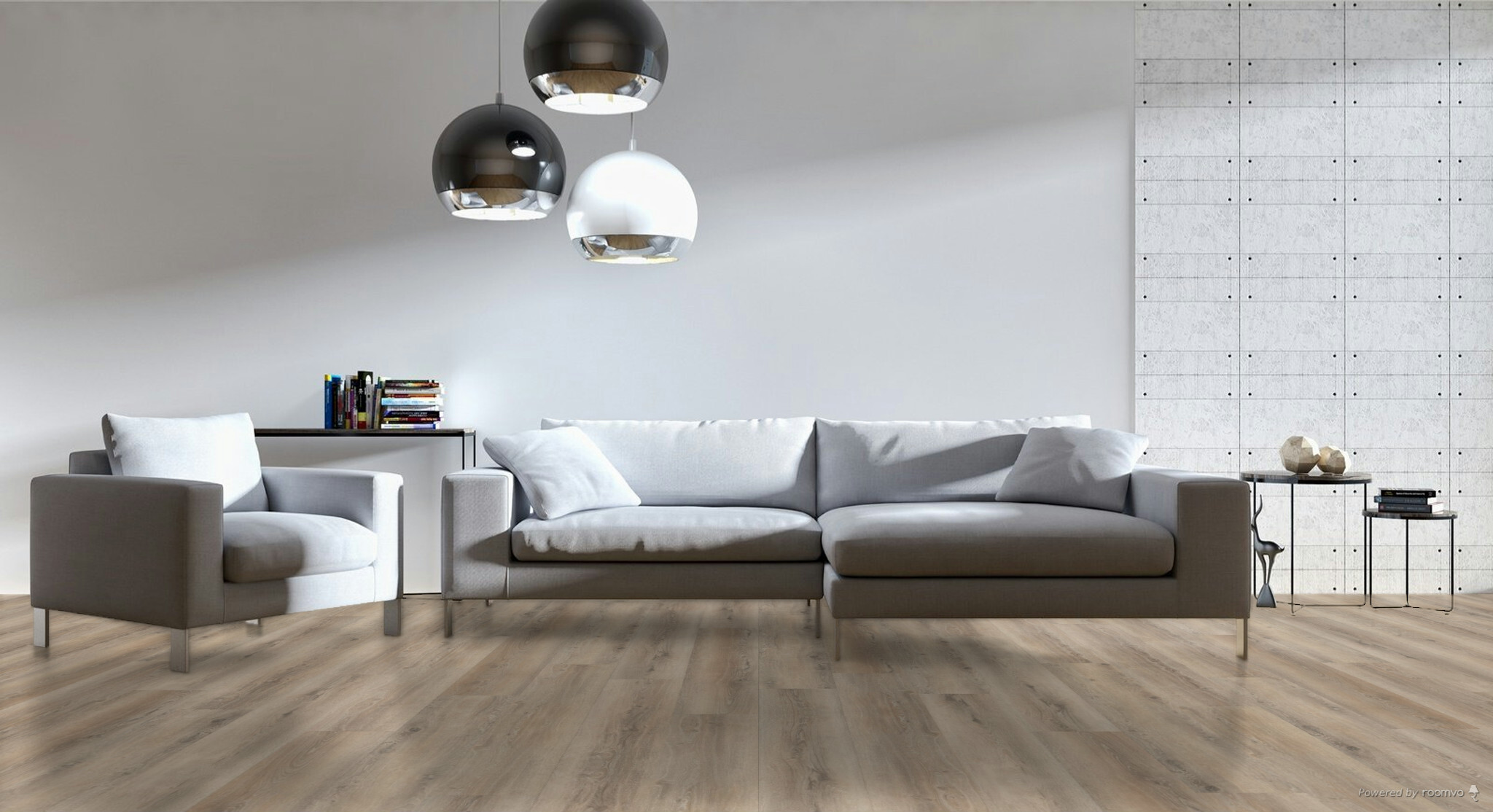 sfeerfoto Naturel Eiken Donker PVC plank click pvc in woonkamer SKU 55817