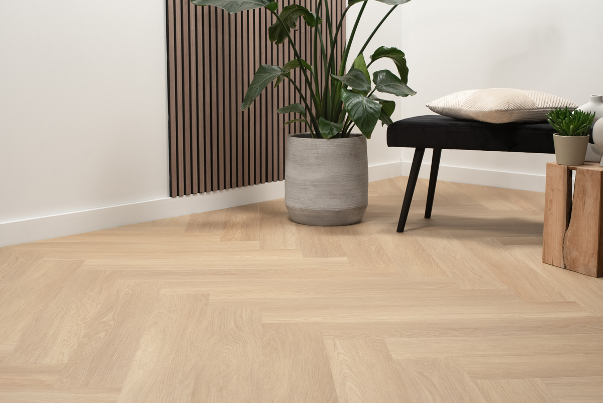 Floer Walvisgraat click PVC FLR-3911 Detail van de structuur Noordkarper Natuur visgraat click pvc met subtiele nerf