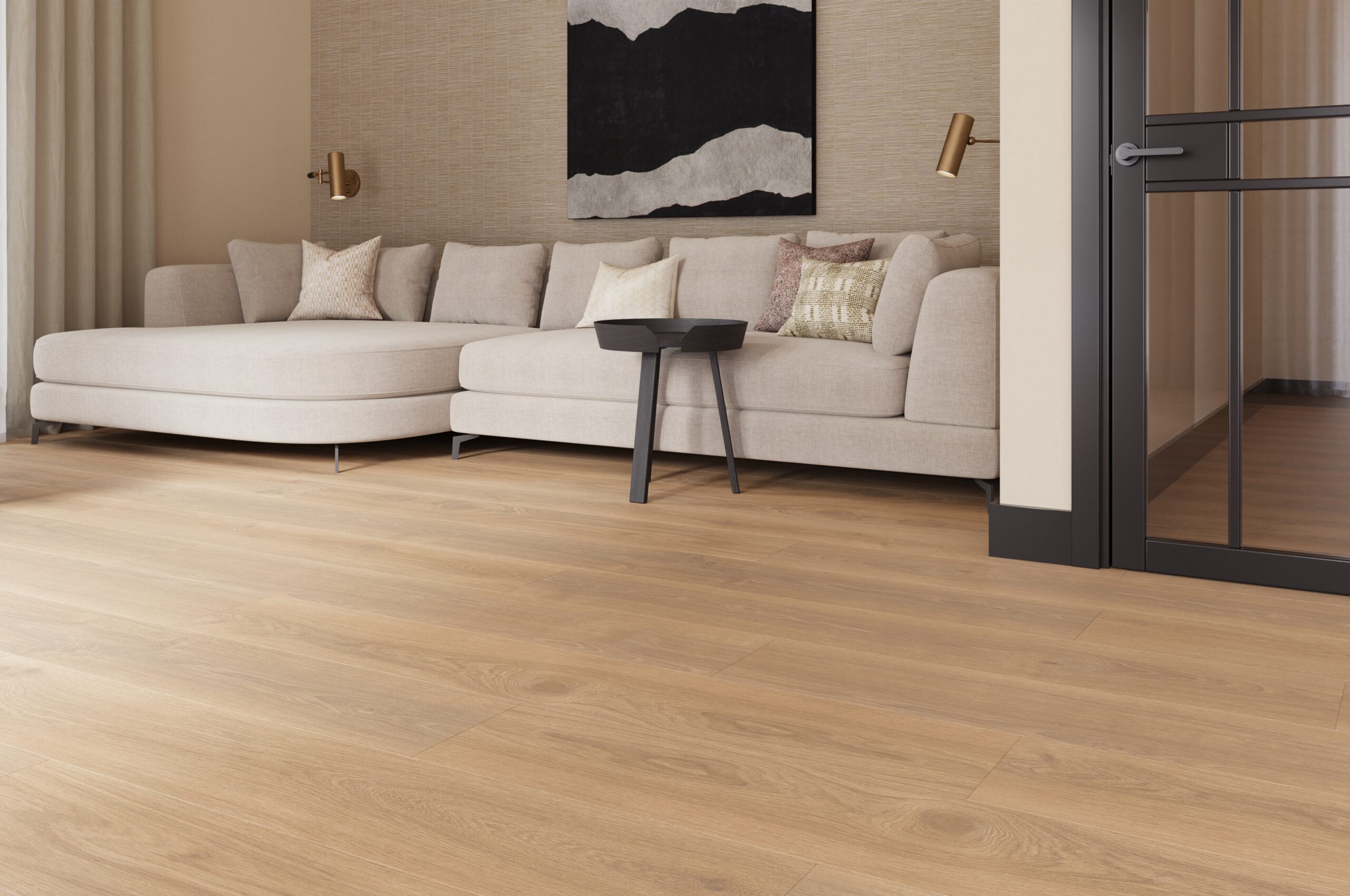 Castell Ultimate 890 193 Oak Cognac PVC plank plak pvc in woonkamer sfeerfoto