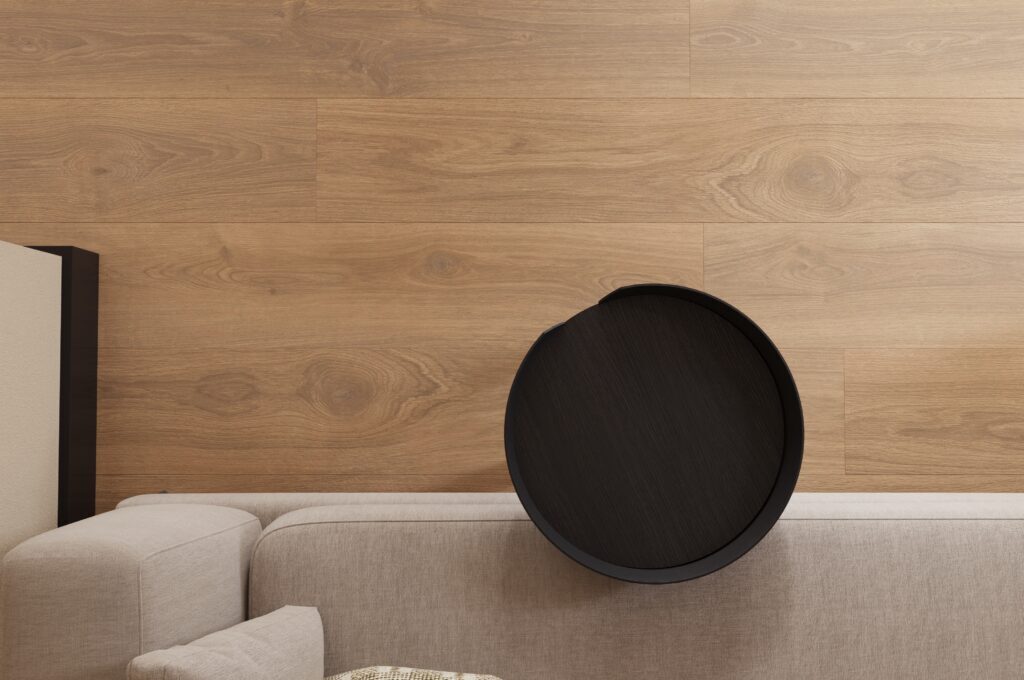 Castell Ultimate 890 Oak Cognac 193 plak PVC plank sfeerfoto in een lichte woonkamer