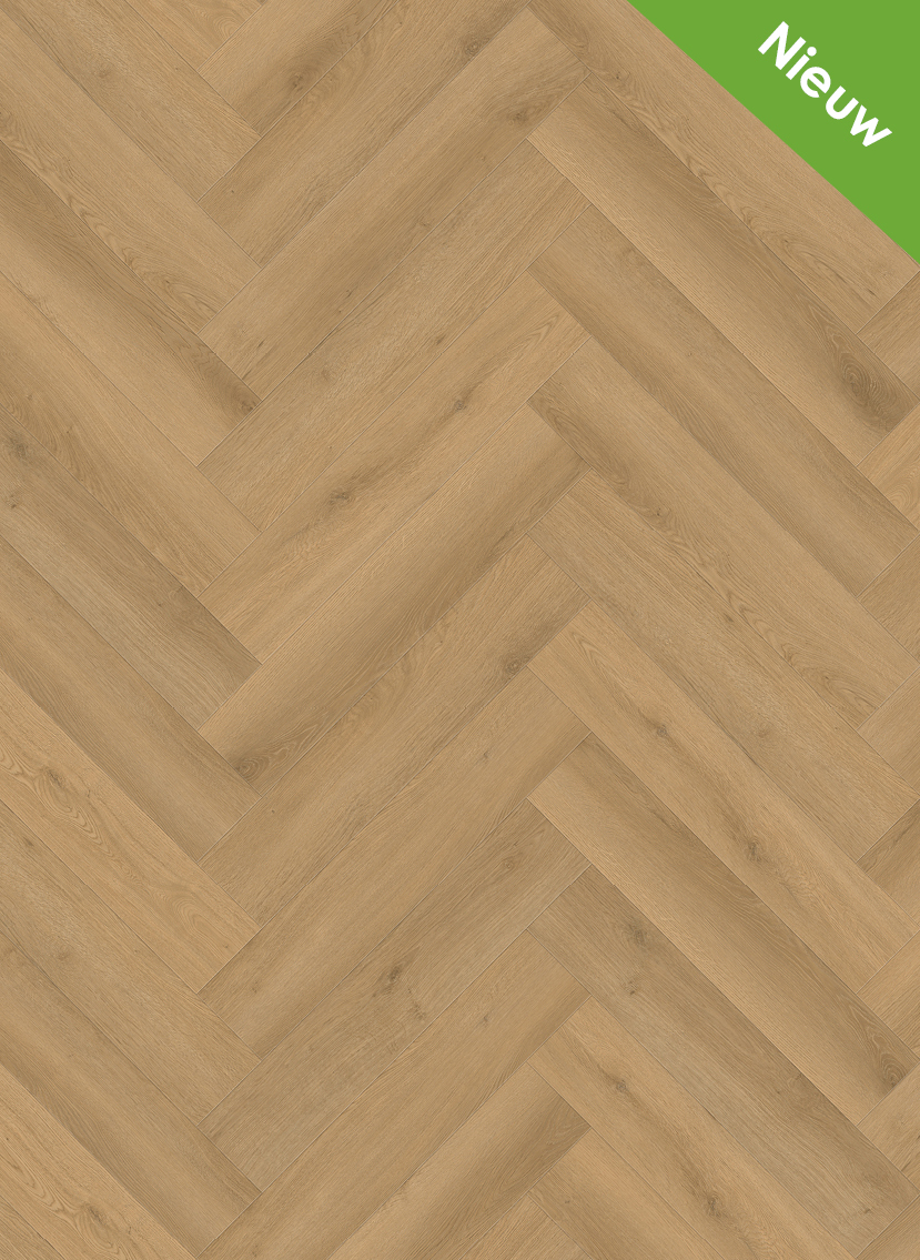 Gelasta Intense Walvisgraat Oak Light 1400 walvisgraat plak PVC detail met natuurlijke houtstructuur