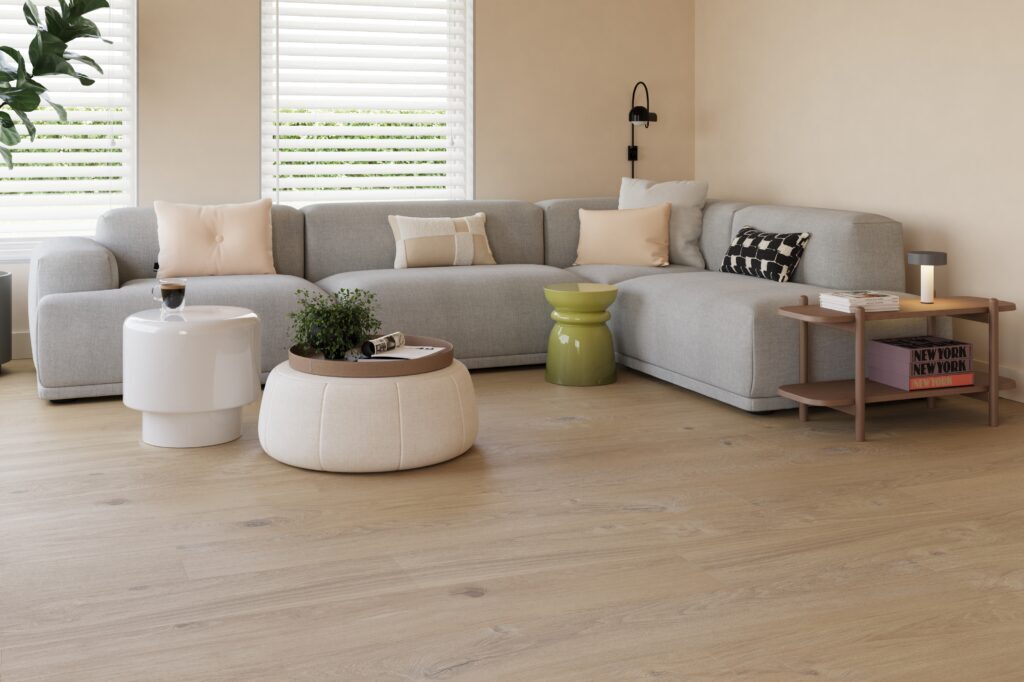 Castell Ultimate 890 195 Oak Limewood PVC plank plak pvc in woonkamer sfeerfoto