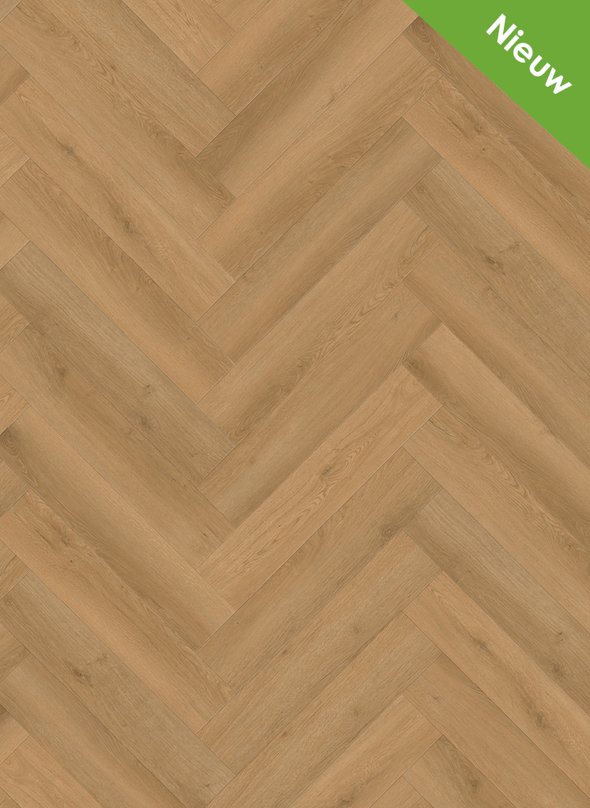 Gelasta Intense Walvisgraat Oak Naturel 1401 walvisgraat plak PVC detail met natuurlijke houtstructuur