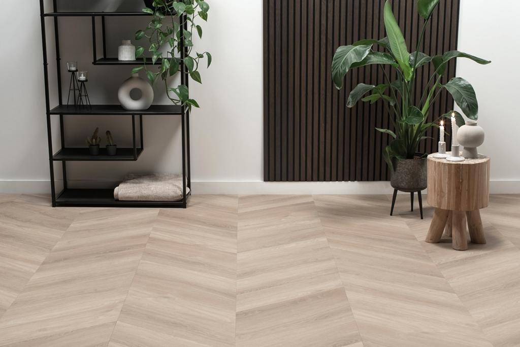 Floer Hongaarse Punt FLR-3570 Detail van de structuur Onbehandeld Eiken Hongaarse punt plak pvc met subtiele nerf