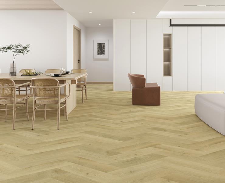 Gelasta Vario Special Hongaarse Punt 3804 Detail van de structuur Prestige Oak Light Hongaarse punt plak pvc met subtiele