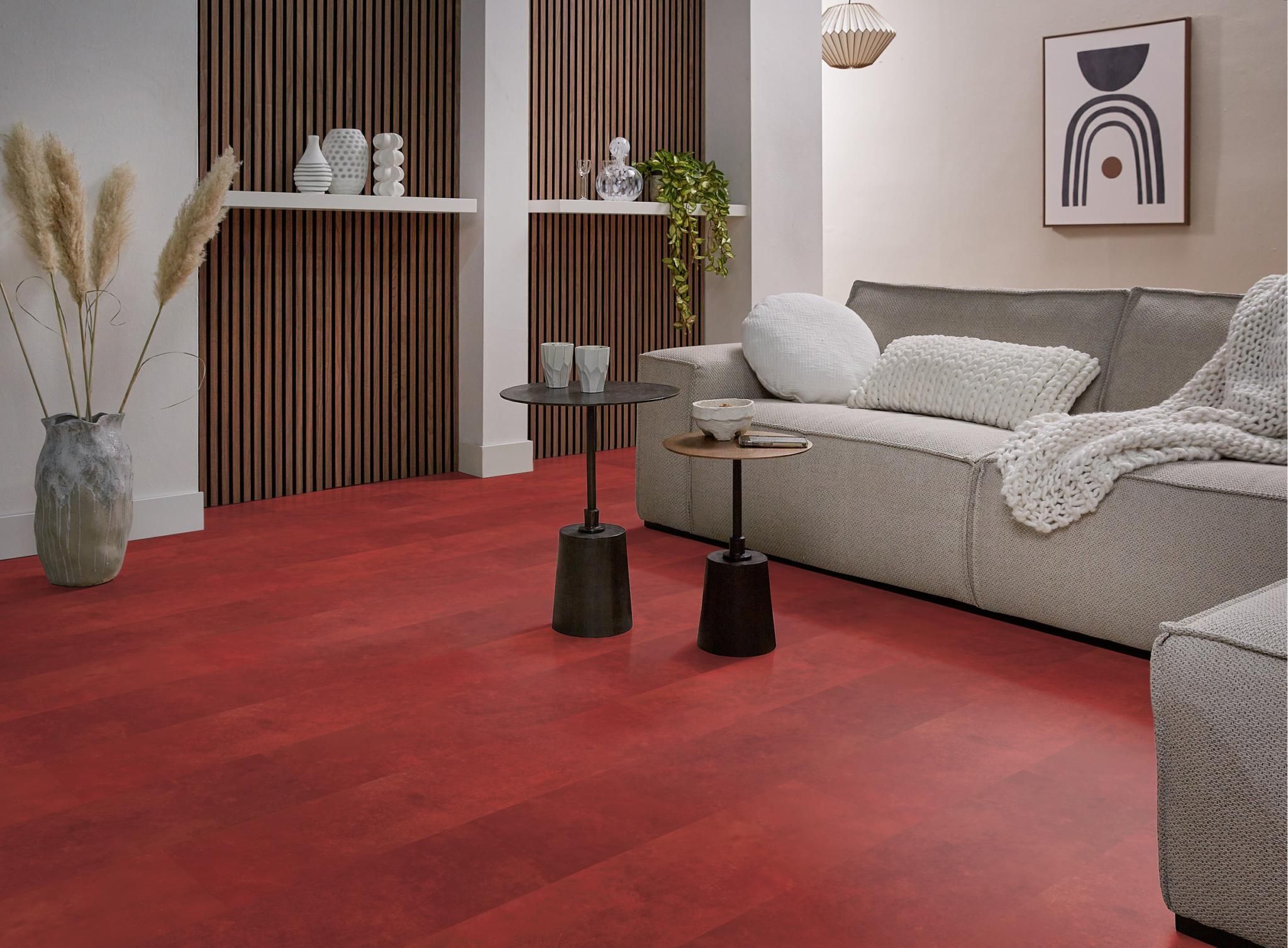 Ambiant Viretto 8560.2029.19 Close-up van steenlook Red PVC tegel plak pvc met natuurlijke tekening