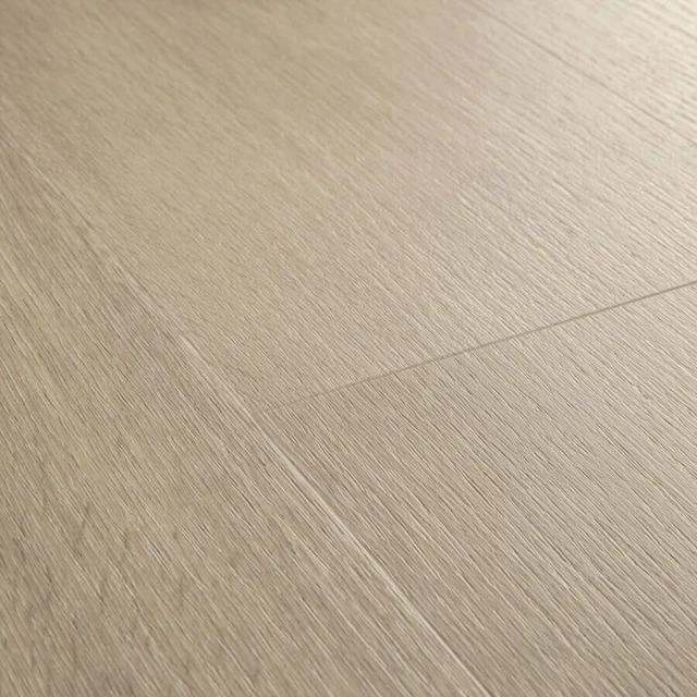 QuickStep Liv SGSPC20312 Detail van de structuur Satijn Eik Taupe Grijs PVC plank plak pvc met subtiele nerf warmteweerstand