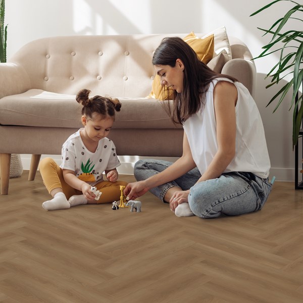 Bodiax Aringa BP380 visgraat 122-V Shade visgraat plak pvc in woonkamer sfeerfoto