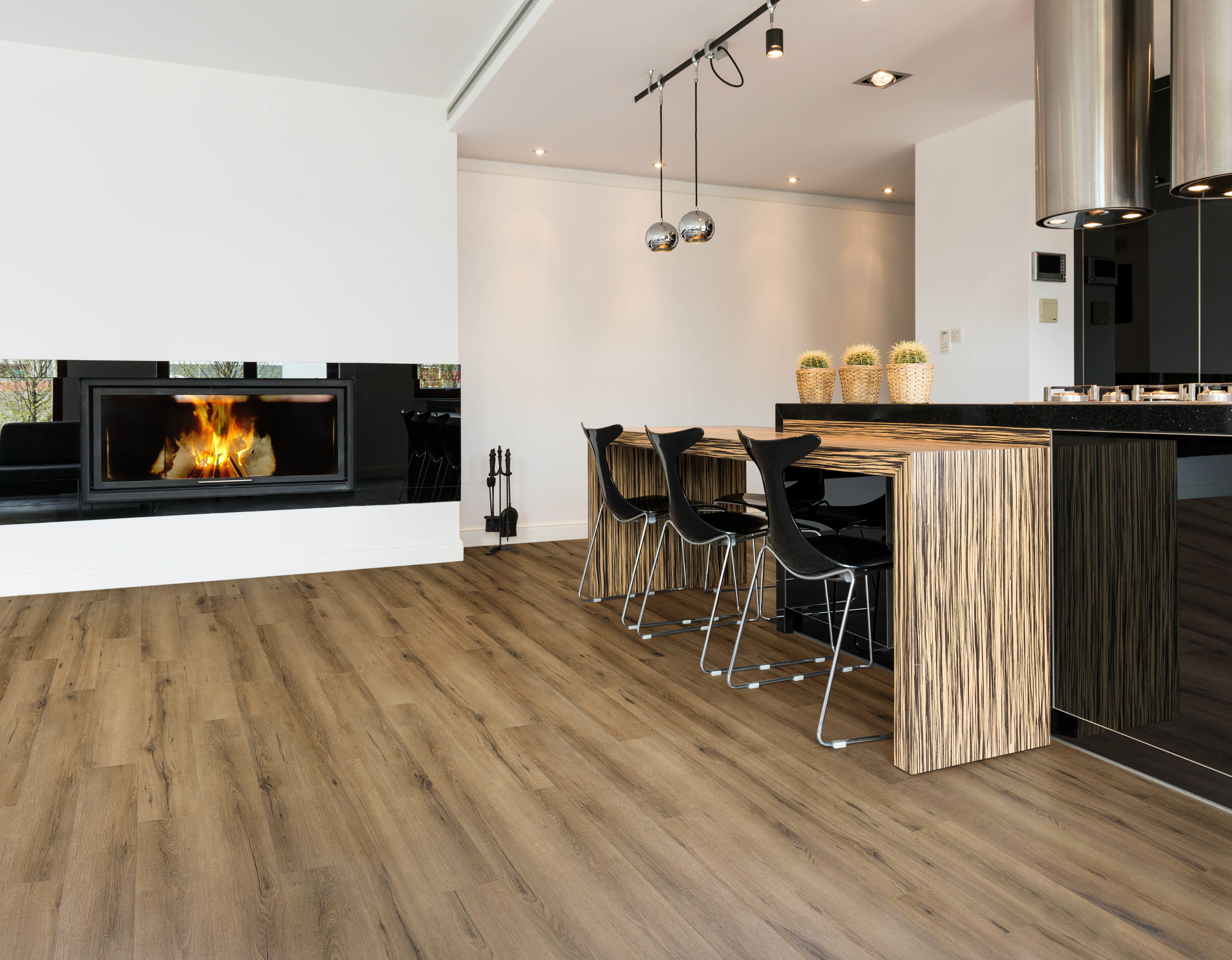 Gelasta City Click 5601 Smoked Oak Natural PVC plank click pvc in woonkamer sfeerfoto