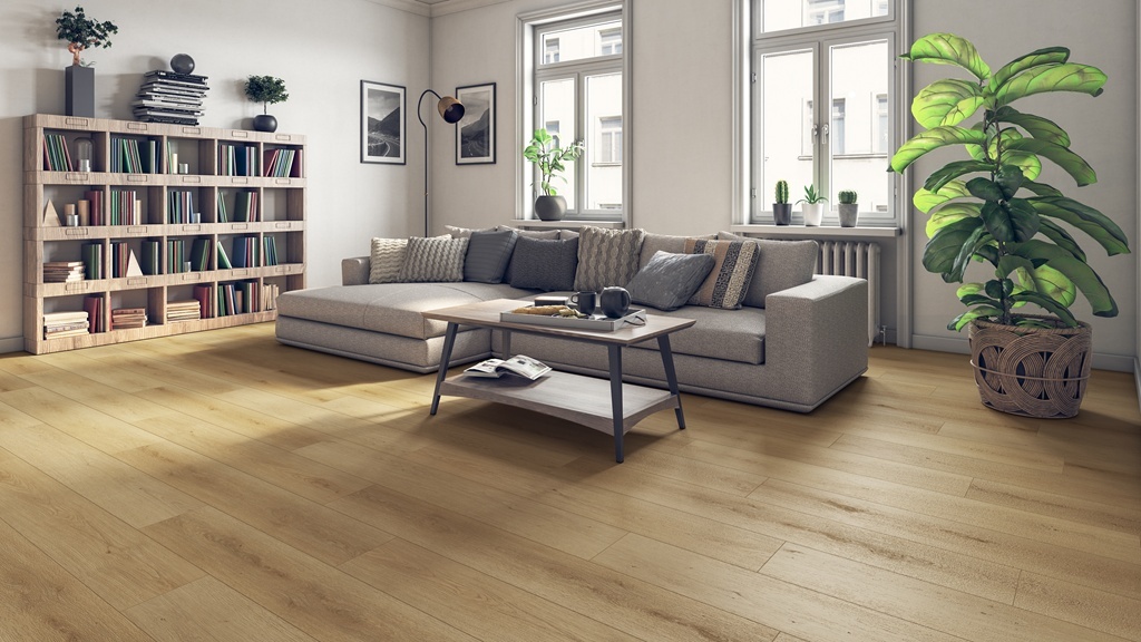 Gelasta Firmfit 6703 Summerfield Sand PVC plank plak pvc in woonkamer sfeerfoto