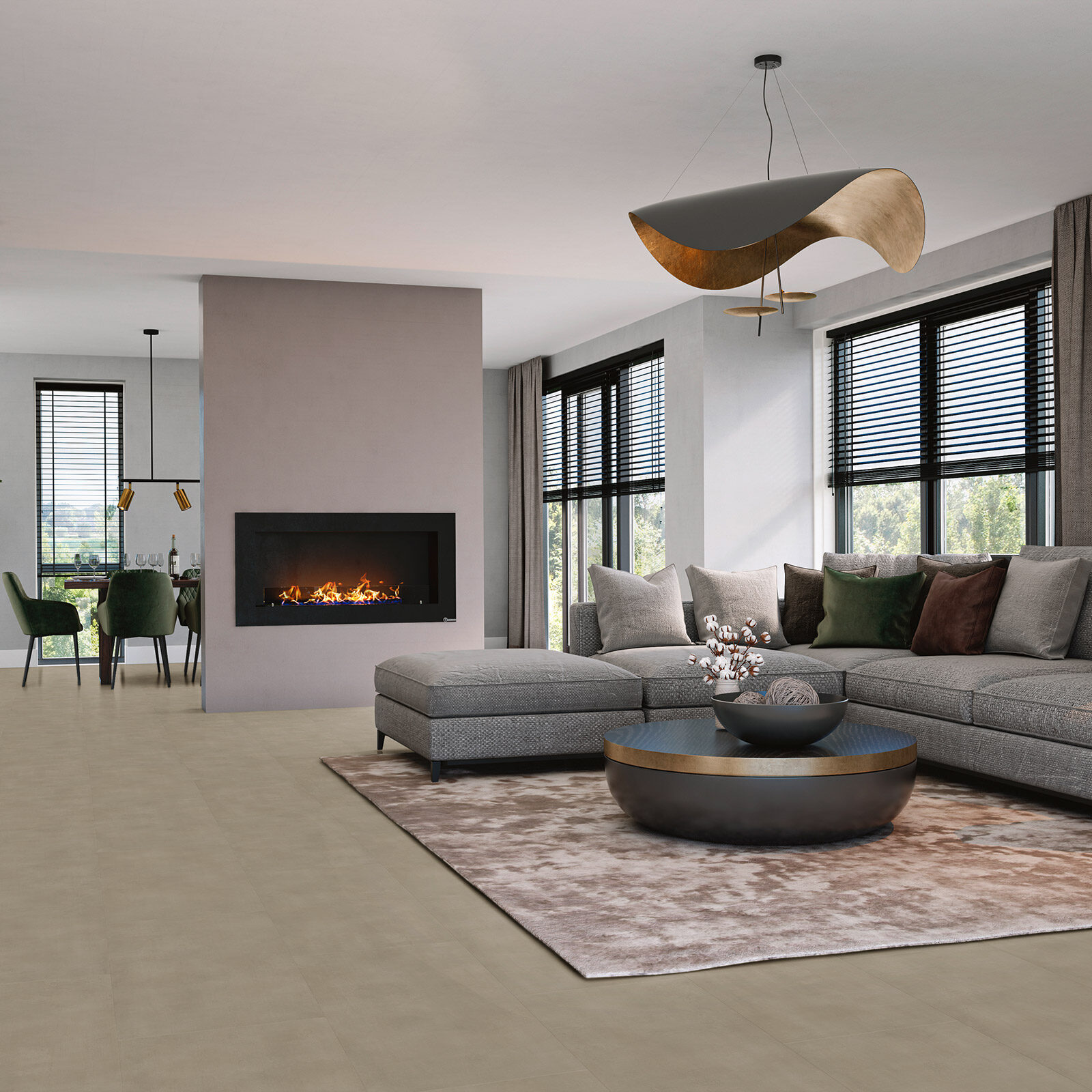 VivaFloors Matera Taupe 1430 click PVC tegel toegepast in een lichte hal