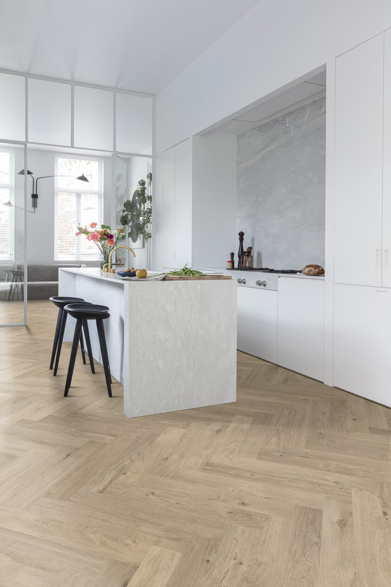 Sfeerfoto Floorify FG617 Unagi Walvisgraat plak pvc in interieur