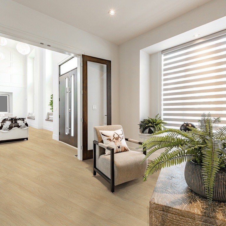 Bodiax Bellevue Vanilla Wood rigid click PVC plank als vloer in een interieur