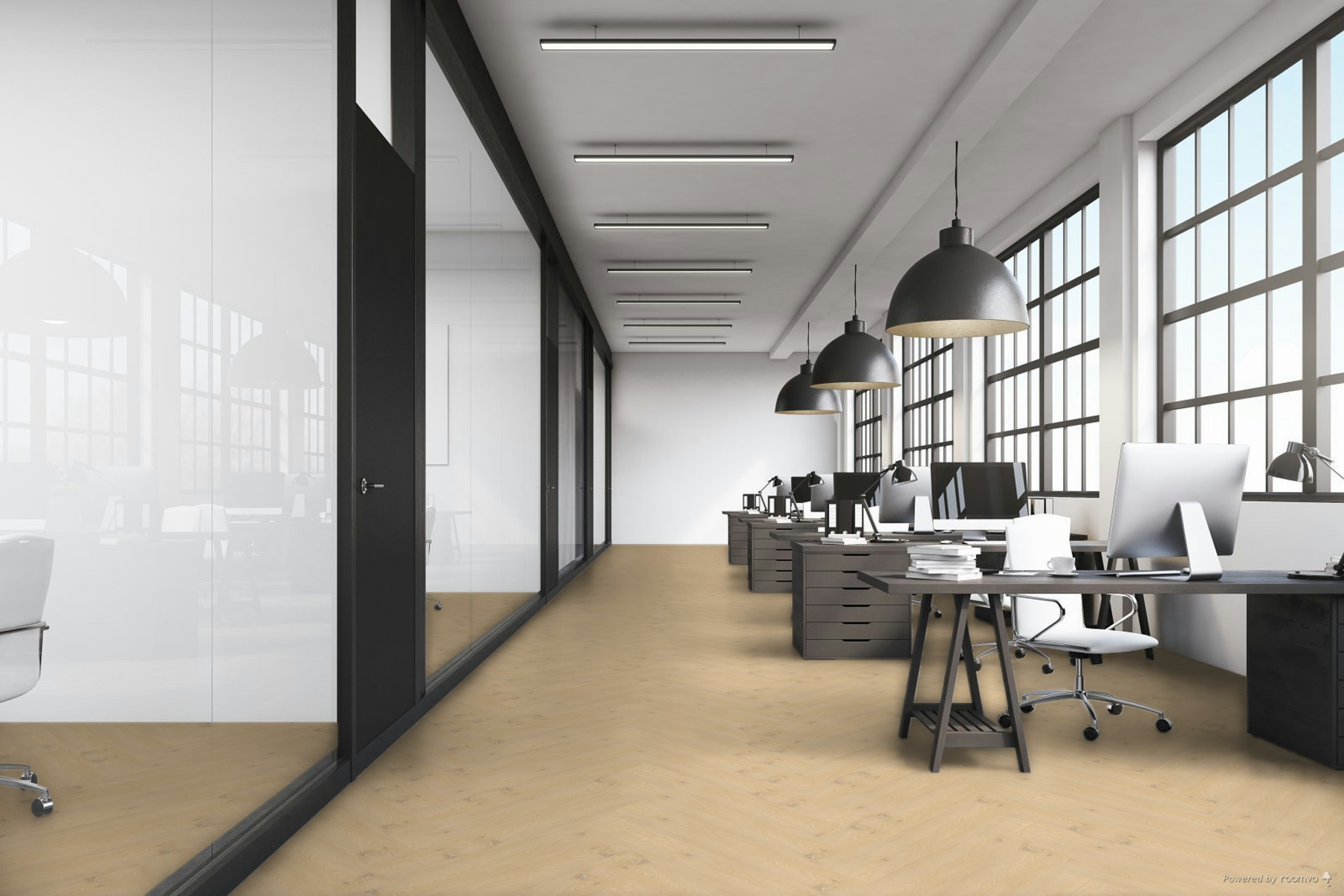 Therdex XL Visgraat 9090 variant visgraat plak pvc in woonkamer sfeerfoto