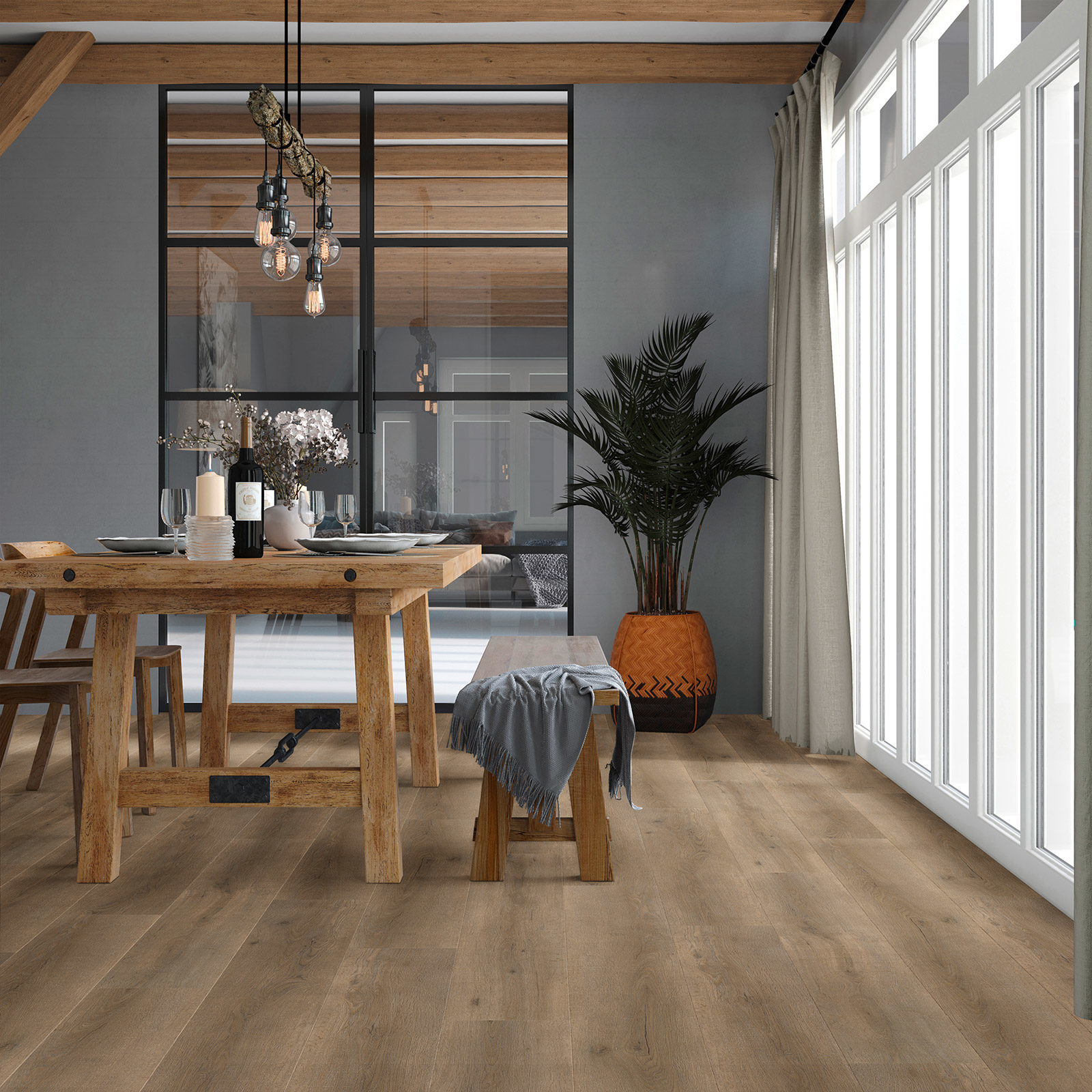 sfeerfoto Eiken PVC plank plak pvc in woonkamer SKU 6860