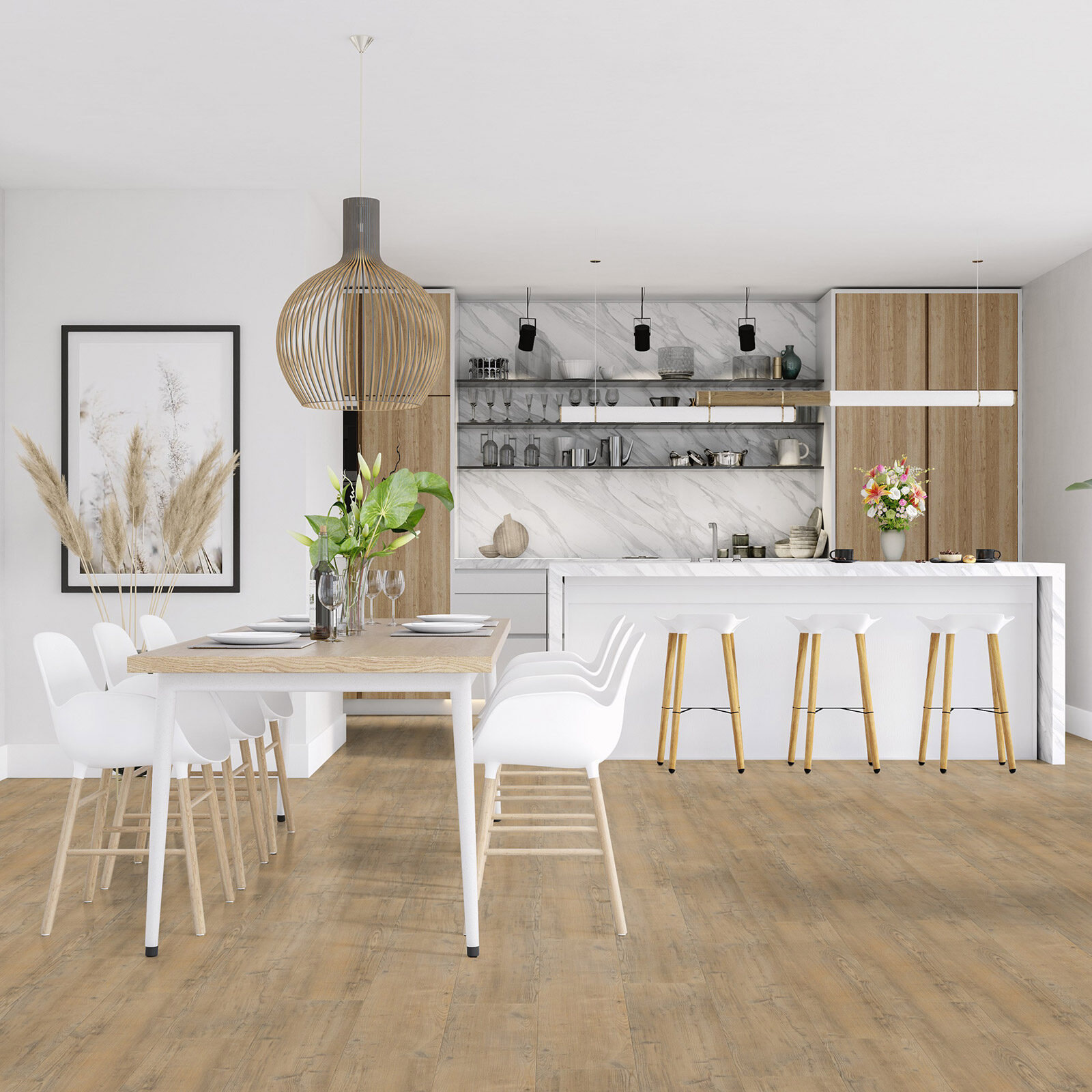 VivaFloors Naaldhout Click 4203 variant PVC plank click pvc in woonkamer sfeerfoto