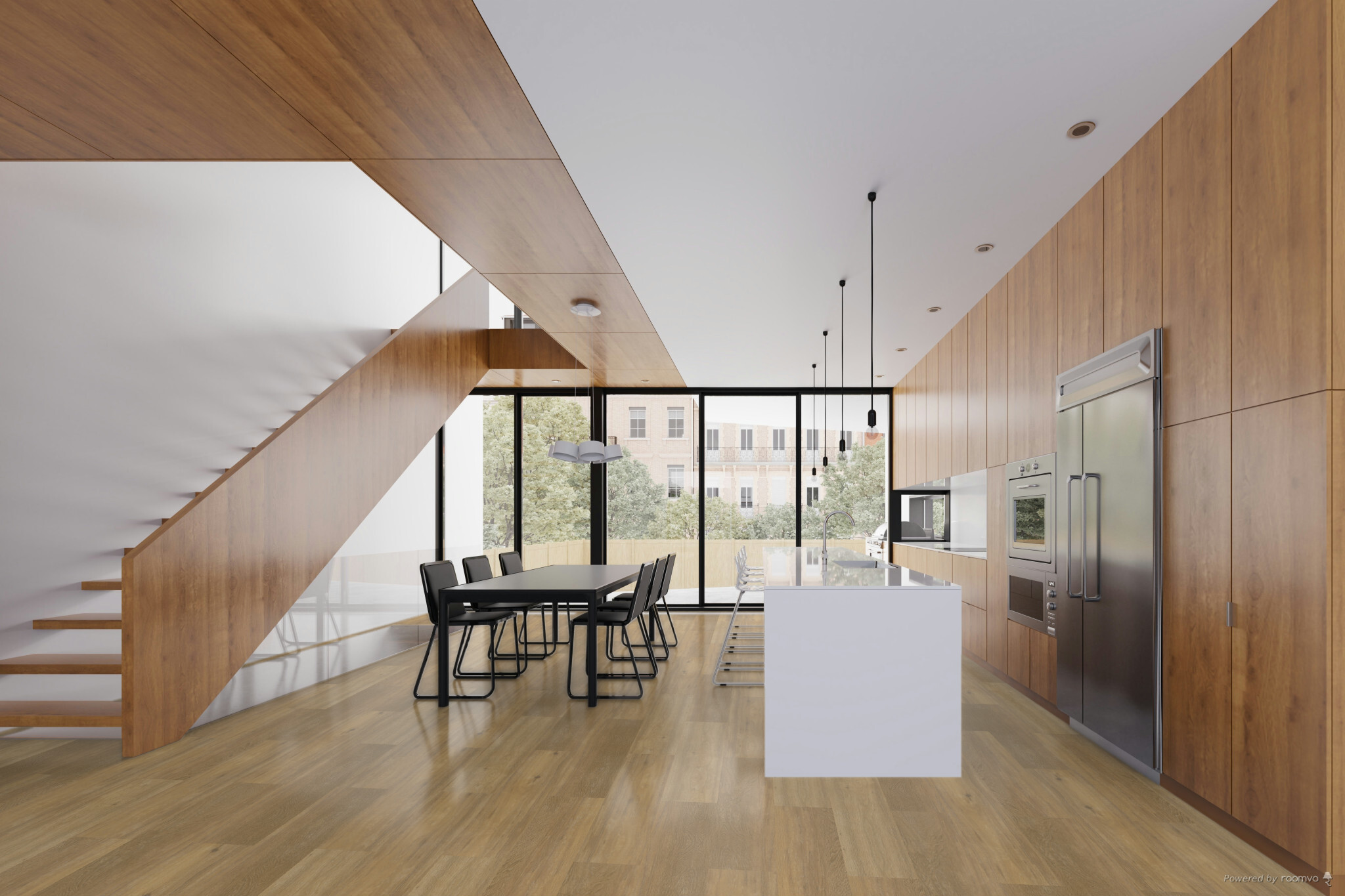 Sfeerbeeld in woonkamer met Therdex Chevron 12043 plak PVC vloer