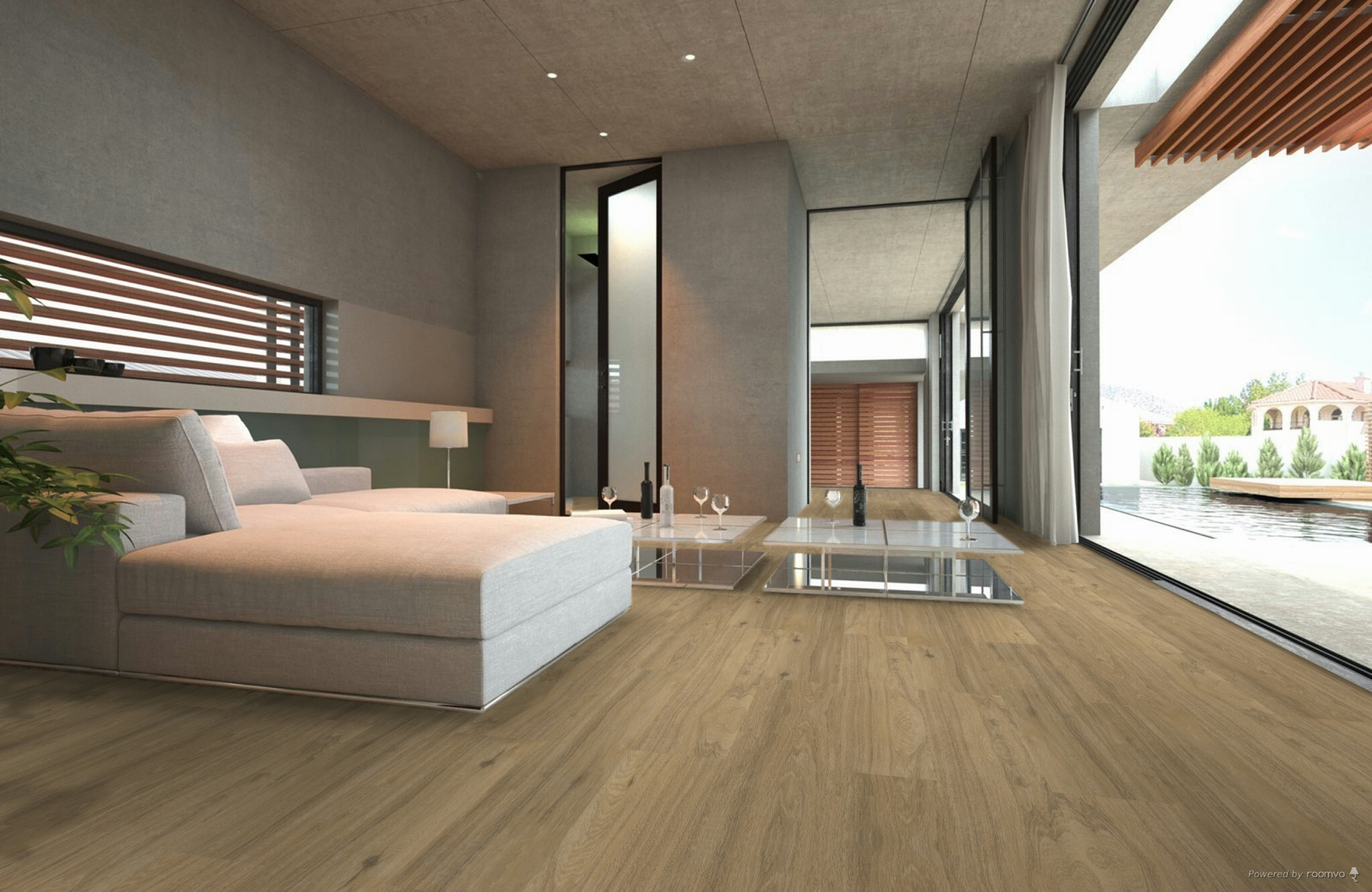 Therdex Chevron 12044 variant PVC plank plak pvc in woonkamer sfeerfoto