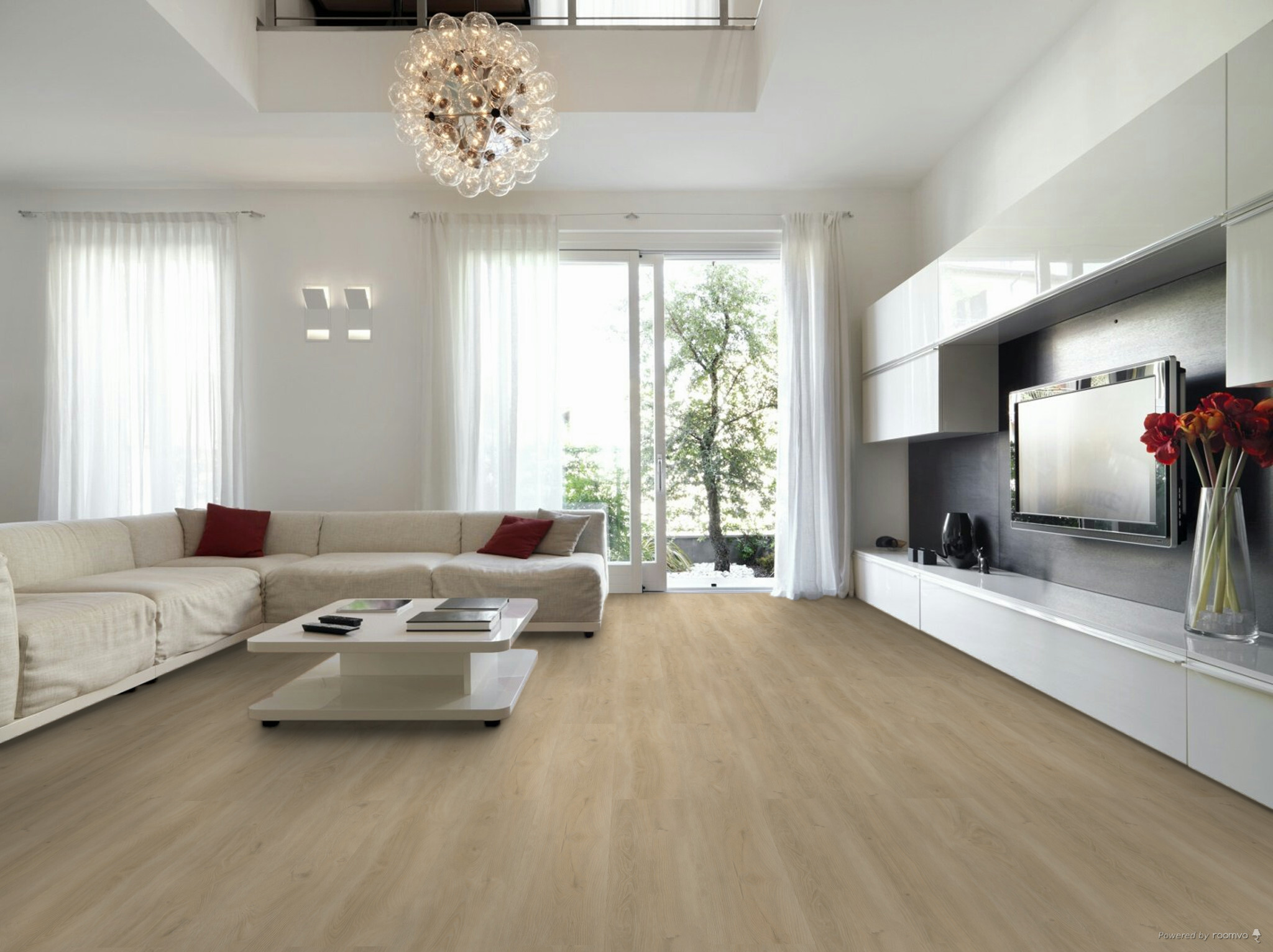 Sfeerbeeld in woonkamer met Therdex Rustique 15051 plak PVC vloer