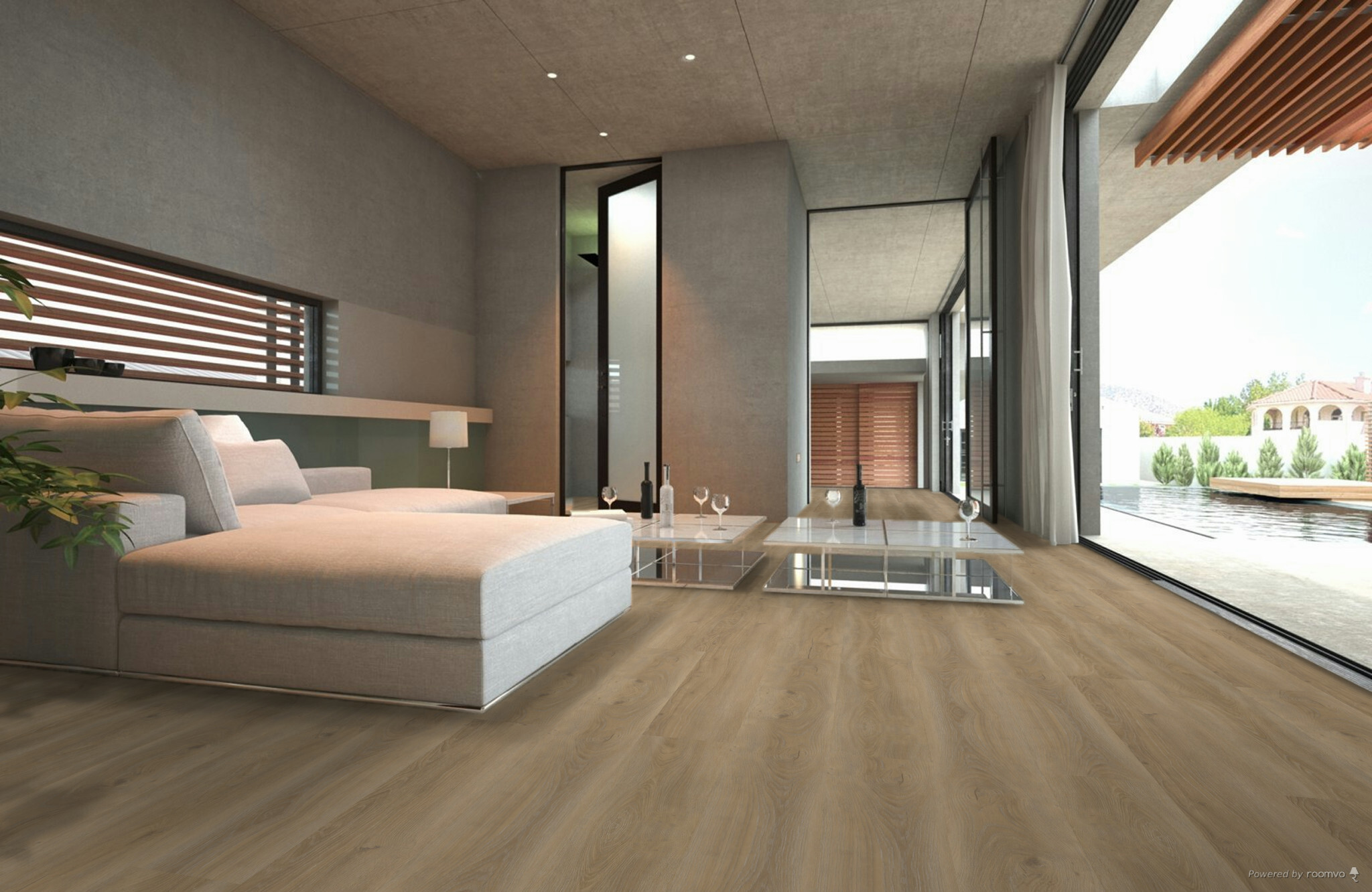 Sfeerbeeld in woonkamer met Therdex Rustique 15053 plak PVC vloer