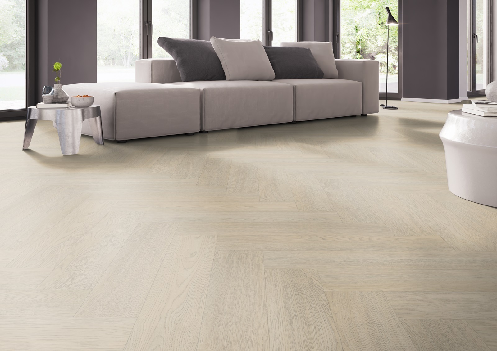 Terreno Visgraat XL Click 62 visgraat click PVC sfeerfoto in woonkamer