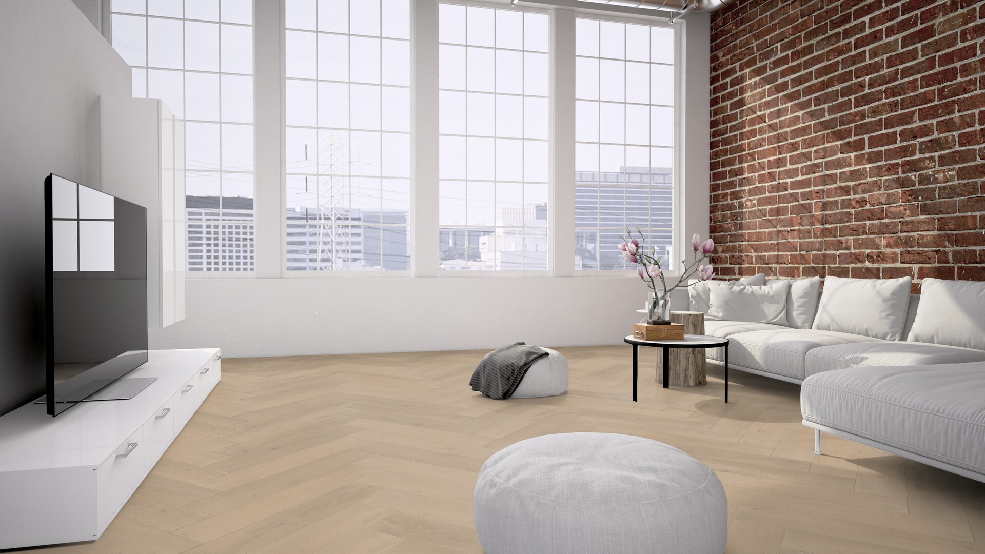 Structuurdetail van Belakos Palazzo Visgraat XL 74 click PVC vloer – matte toplaag