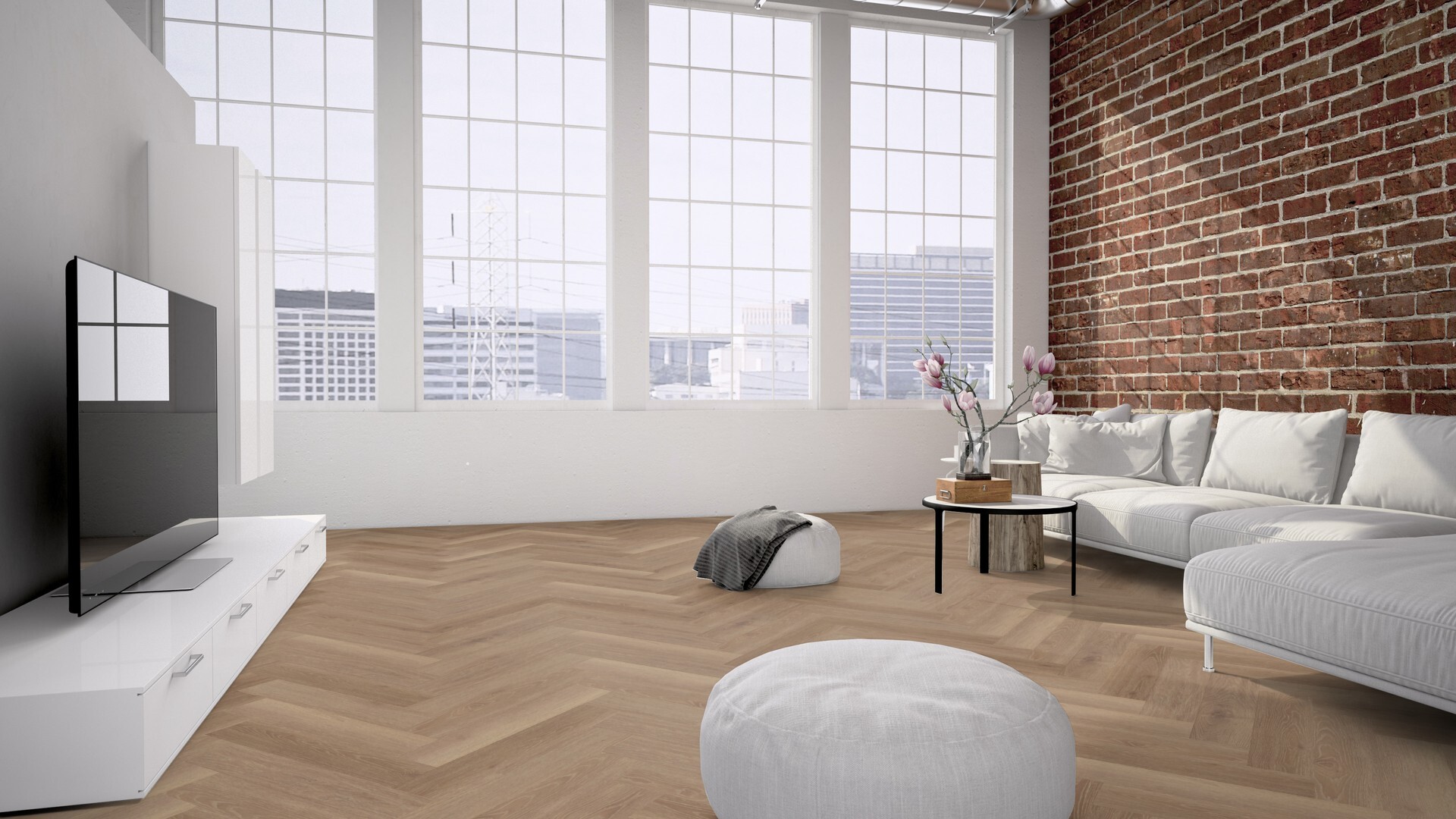 Structuurdetail van Belakos Rustico Visgraat 30 plak PVC vloer – matte toplaag