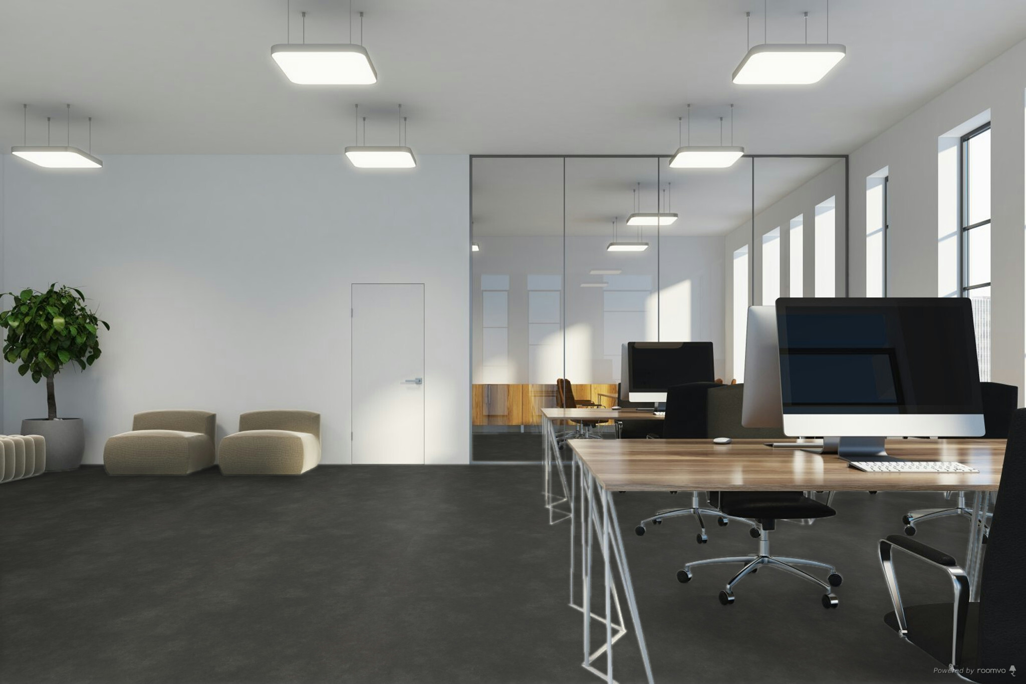 Therdex Stone Tegels 10024 variant PVC tegel plak pvc in woonkamer sfeerfoto