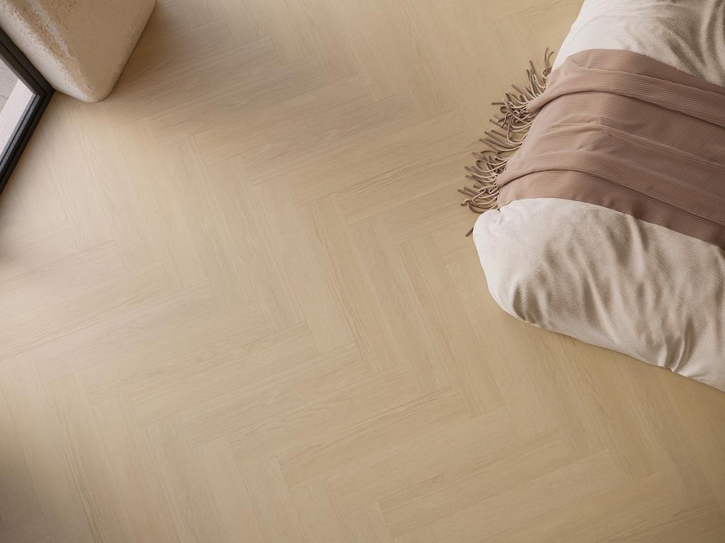 Structuurdetail van Belakos Futuro Visgraat XL 52 click PVC vloer – matte toplaag