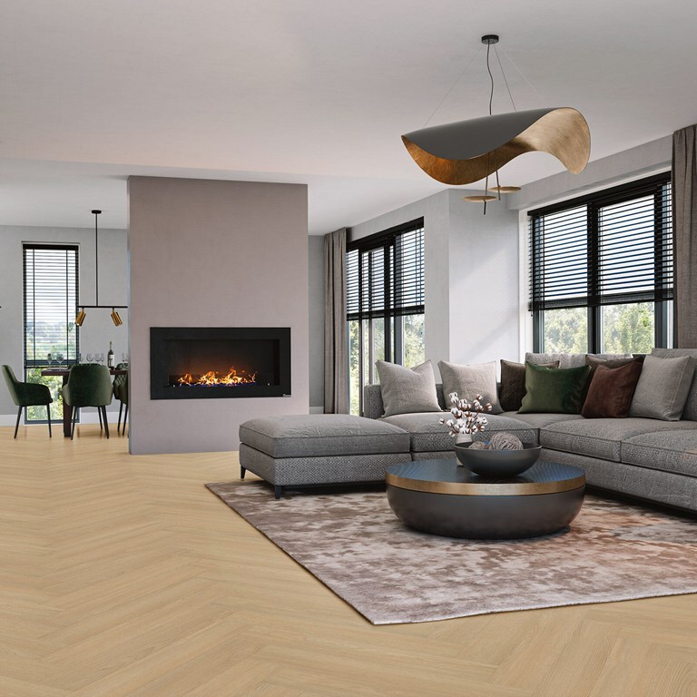 VivaFloors Walvisgraat 8520VW variant visgraat plak pvc in woonkamer sfeerfoto