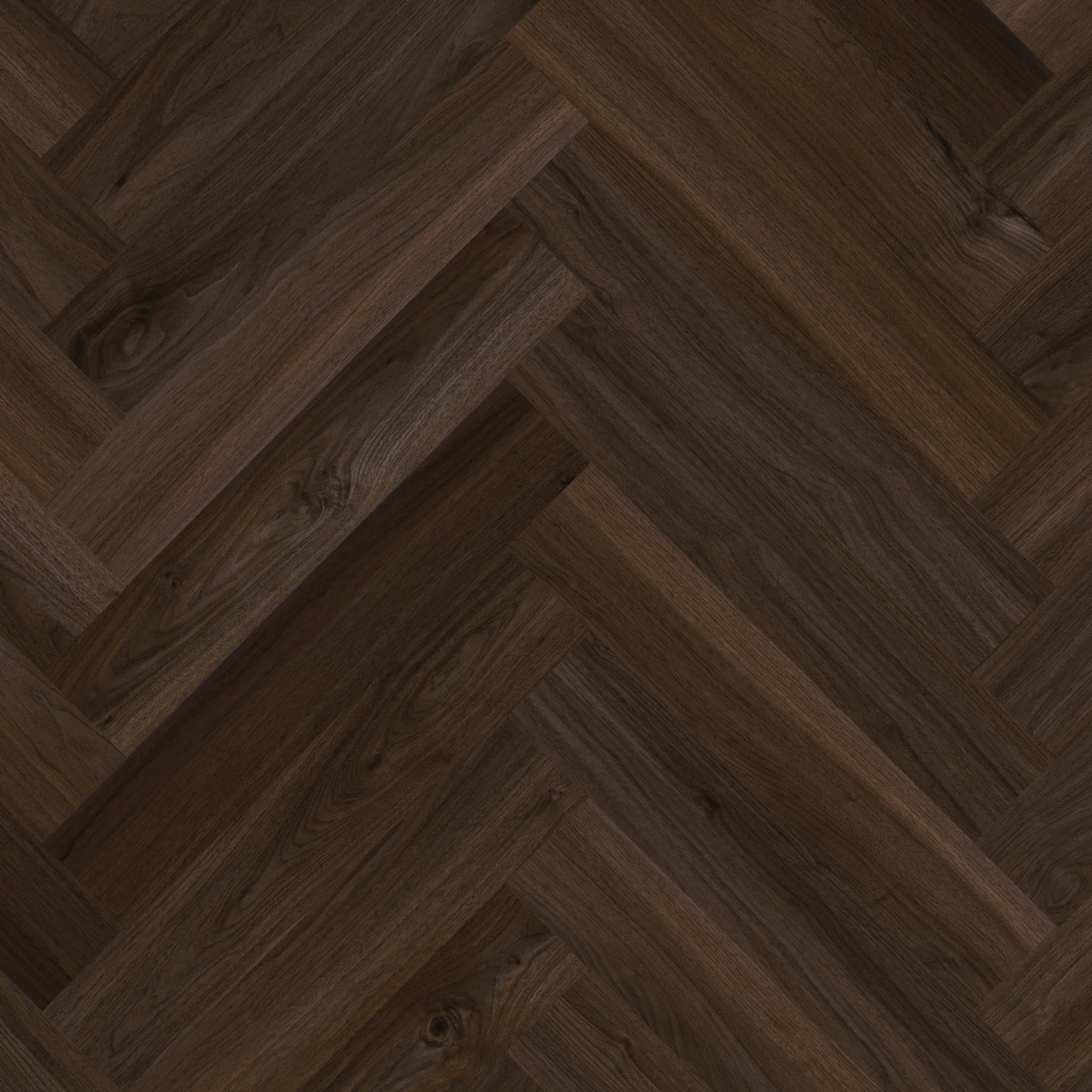 Therdex Walnut 6053 Detail van de structuur variant visgraat plak pvc met subtiele nerf warmteweerstand 0028 m²K/W