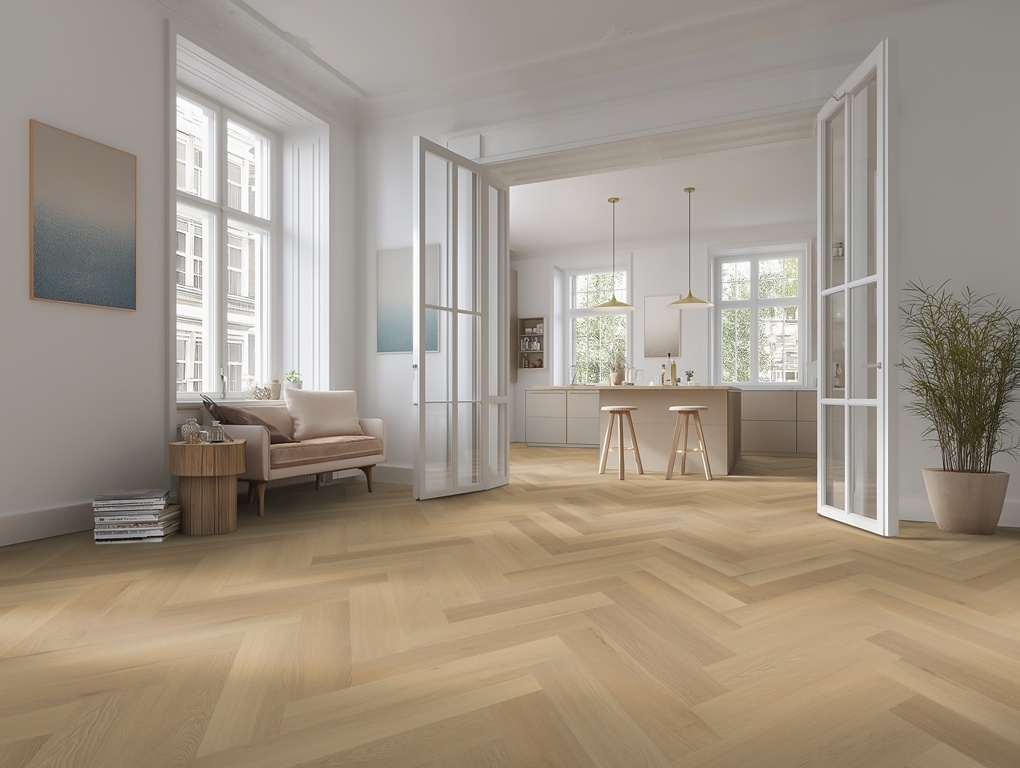 Borgo Visgraat XL Click 30 visgraat click PVC sfeerfoto in woonkamer