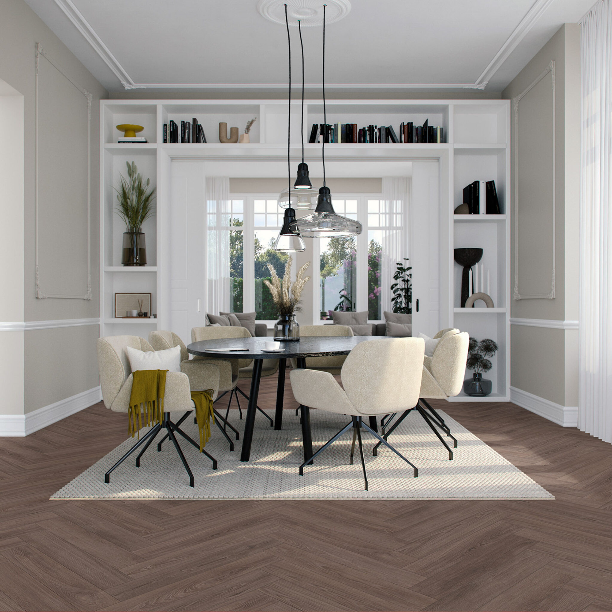 VivaFloors Mayfair 9060 plak PVC visgraat toegepast in een lichte hal