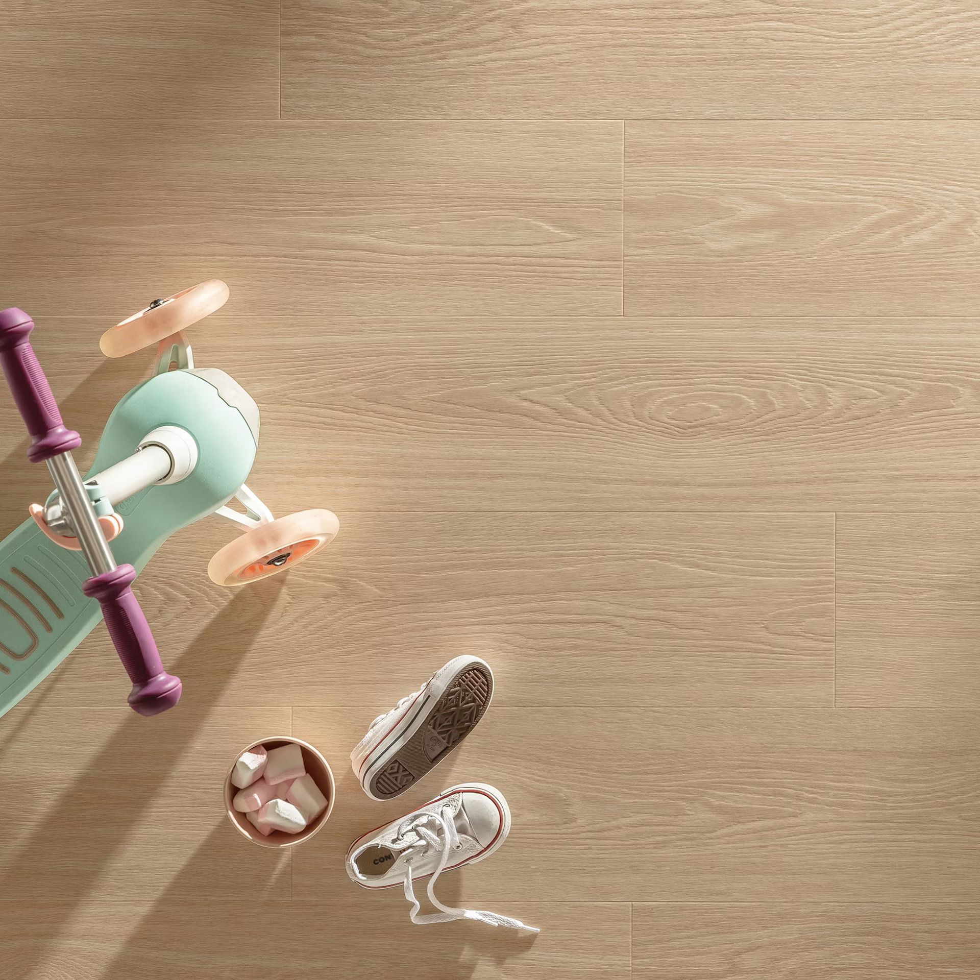 Floorify Planken click F057 Waffle PVC plank click pvc in woonkamer sfeerfoto