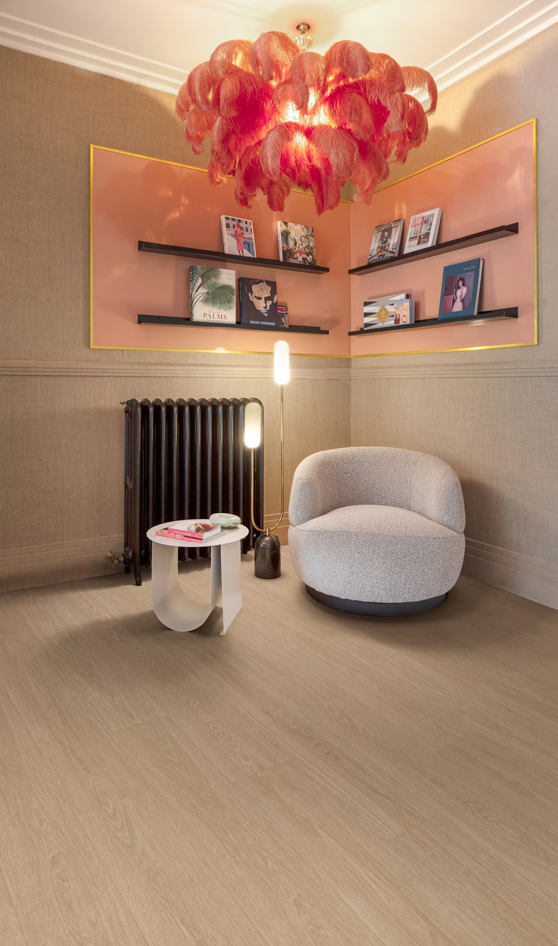 Floorify Planken click F057 Close-up van houtdessin Waffle PVC plank click pvc met natuurlijke tekening