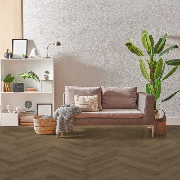 Bodiax Aringa BP380 visgraat 124-V Waldorf visgraat plak pvc in woonkamer sfeerfoto