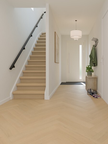 Ground Studio Pure Oak Warm Naturel VC.20.60.2 visgraat click PVC detail van kleurnuance en plankverbinding