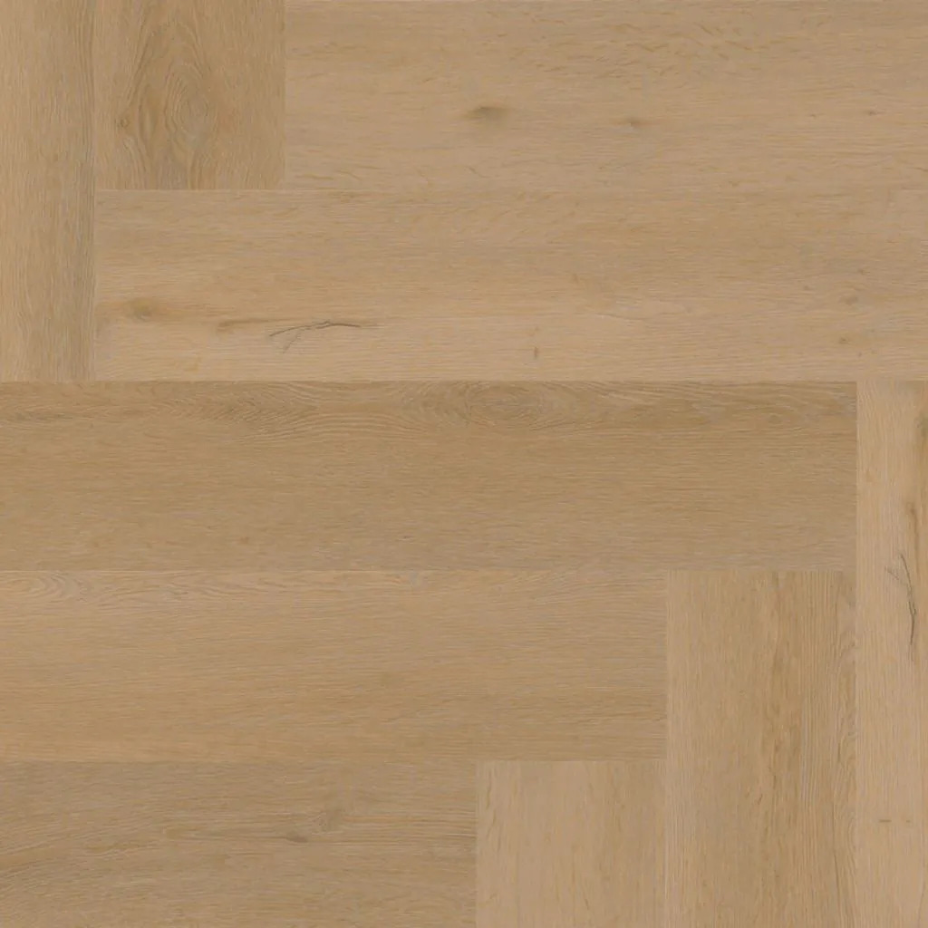 Structuurdetail van Ambiant Spigato Vivero Visgraat Warm Oak 6411.1825.19 plak PVC vloer – matte toplaag