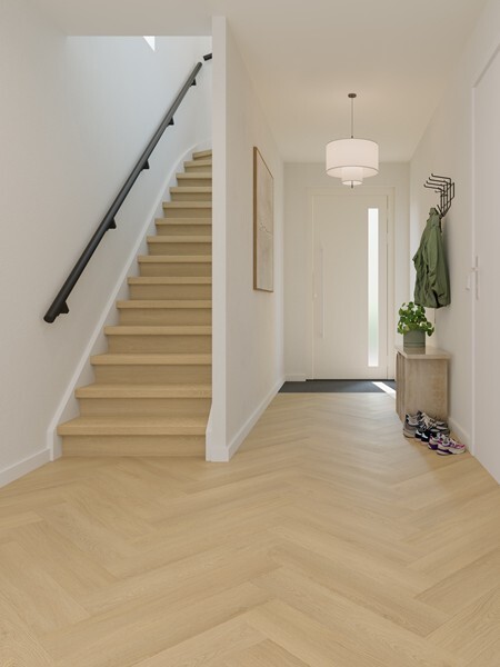 Ground Studio Select Oak Warm Sand VC.20.40.1 visgraat click PVC detail van kleurnuance en plankverbinding