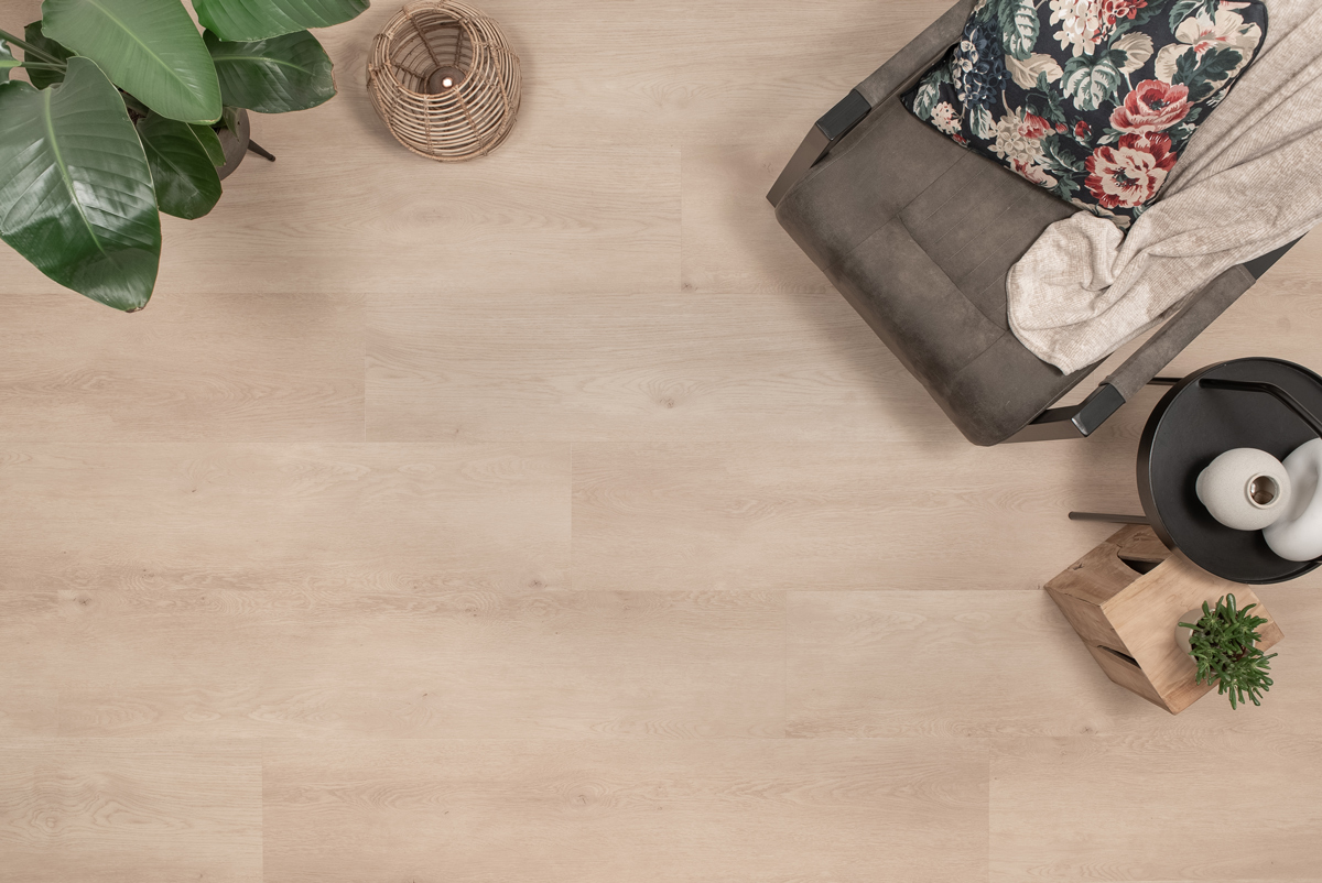 Floer Landhuis Click PVC FLR-3752 Witte Eik PVC plank click pvc in woonkamer sfeerfoto