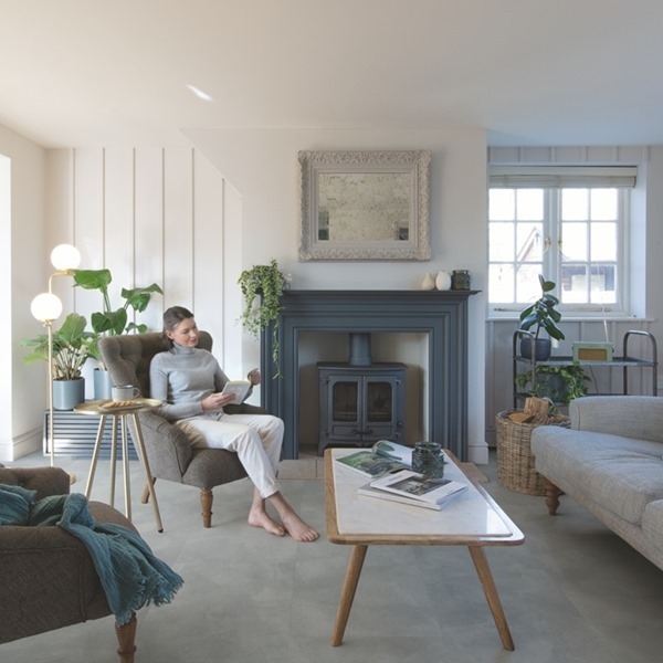 Sfeerfoto van PVC plank click pvc in interieur met QuickStep Illume